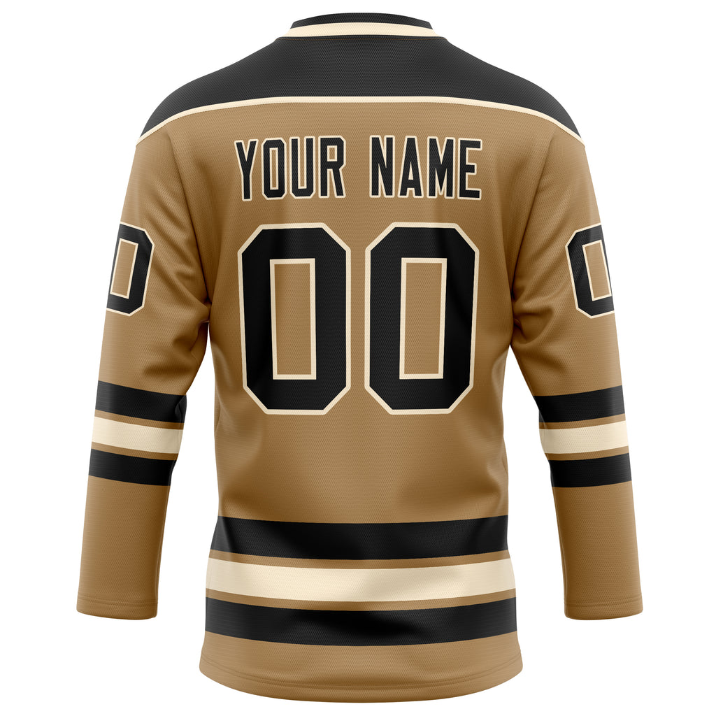 Personalized Old & Gold Black Solid Colour Hockey Jersey