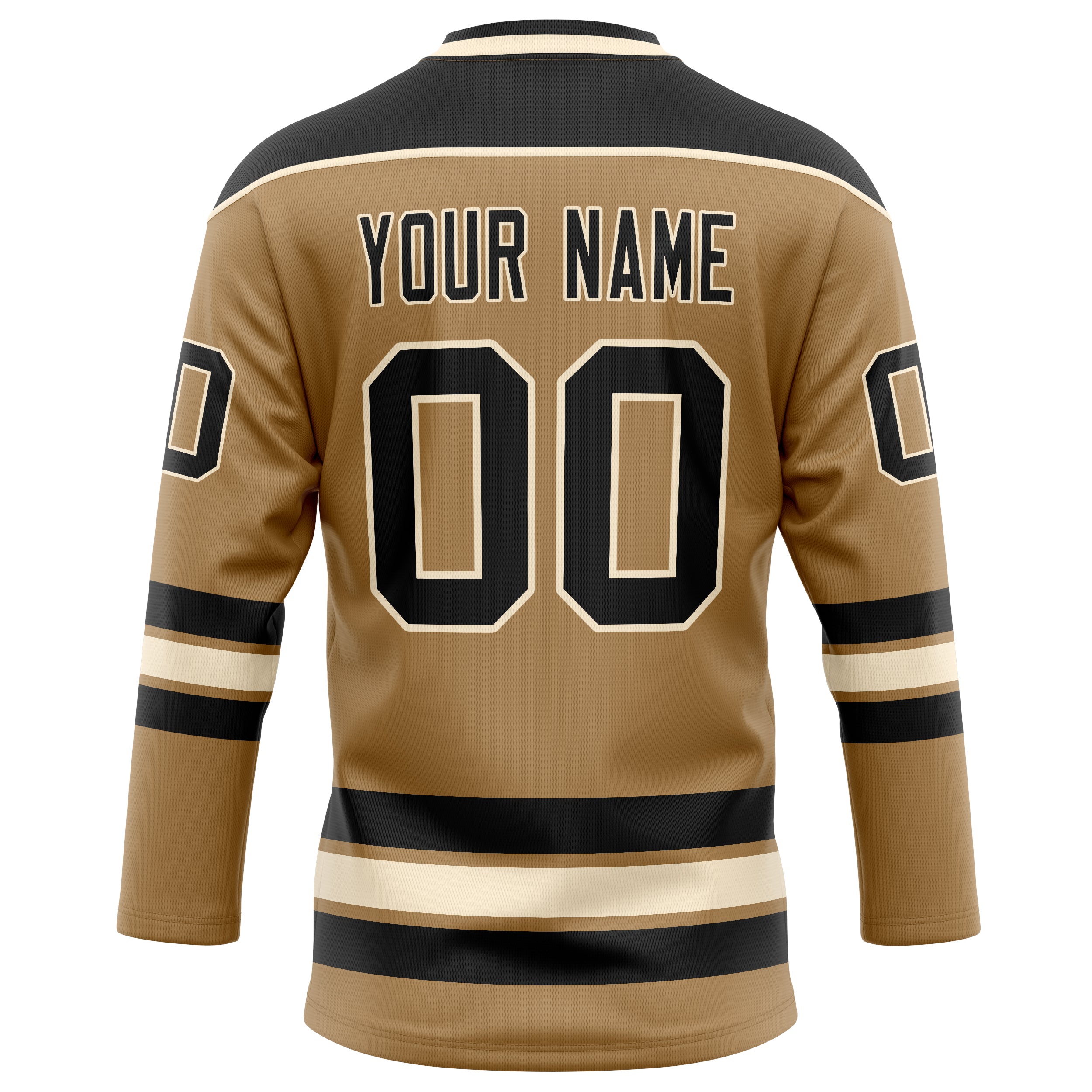 Personalized Old & Gold Black Solid Colour Hockey Jersey
