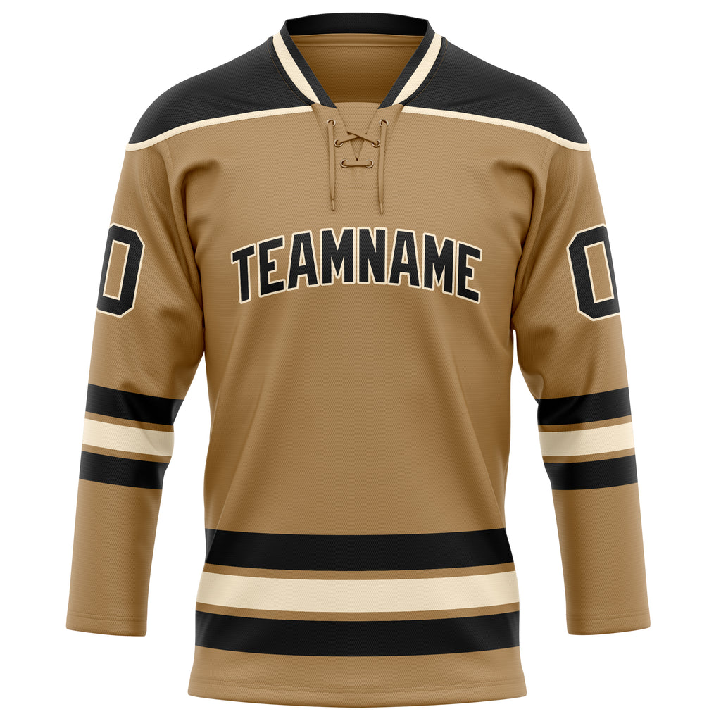 Personalized Old & Gold Black Solid Colour Hockey Jersey