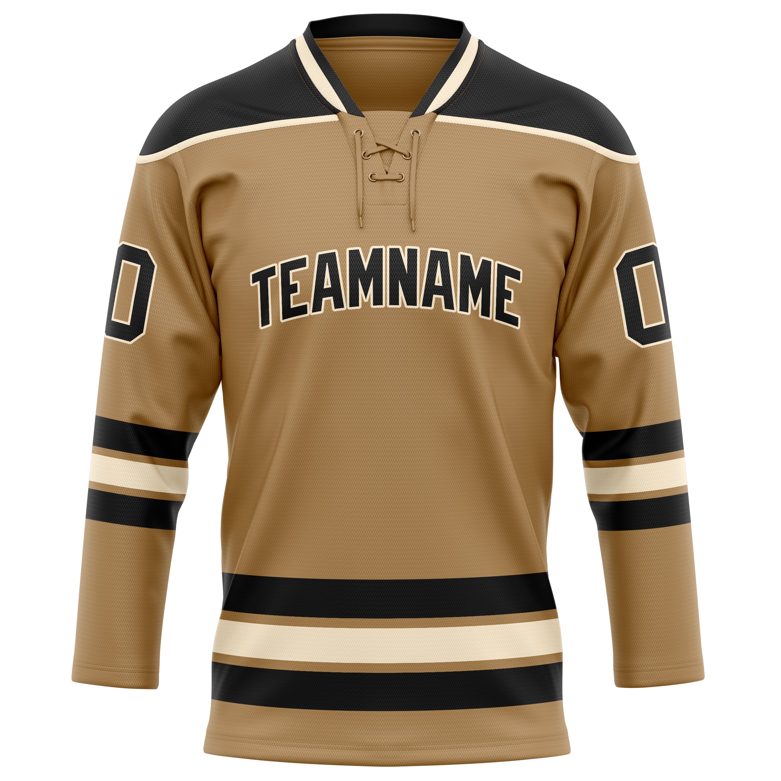 Personalized Old & Gold Black Solid Colour Hockey Jersey