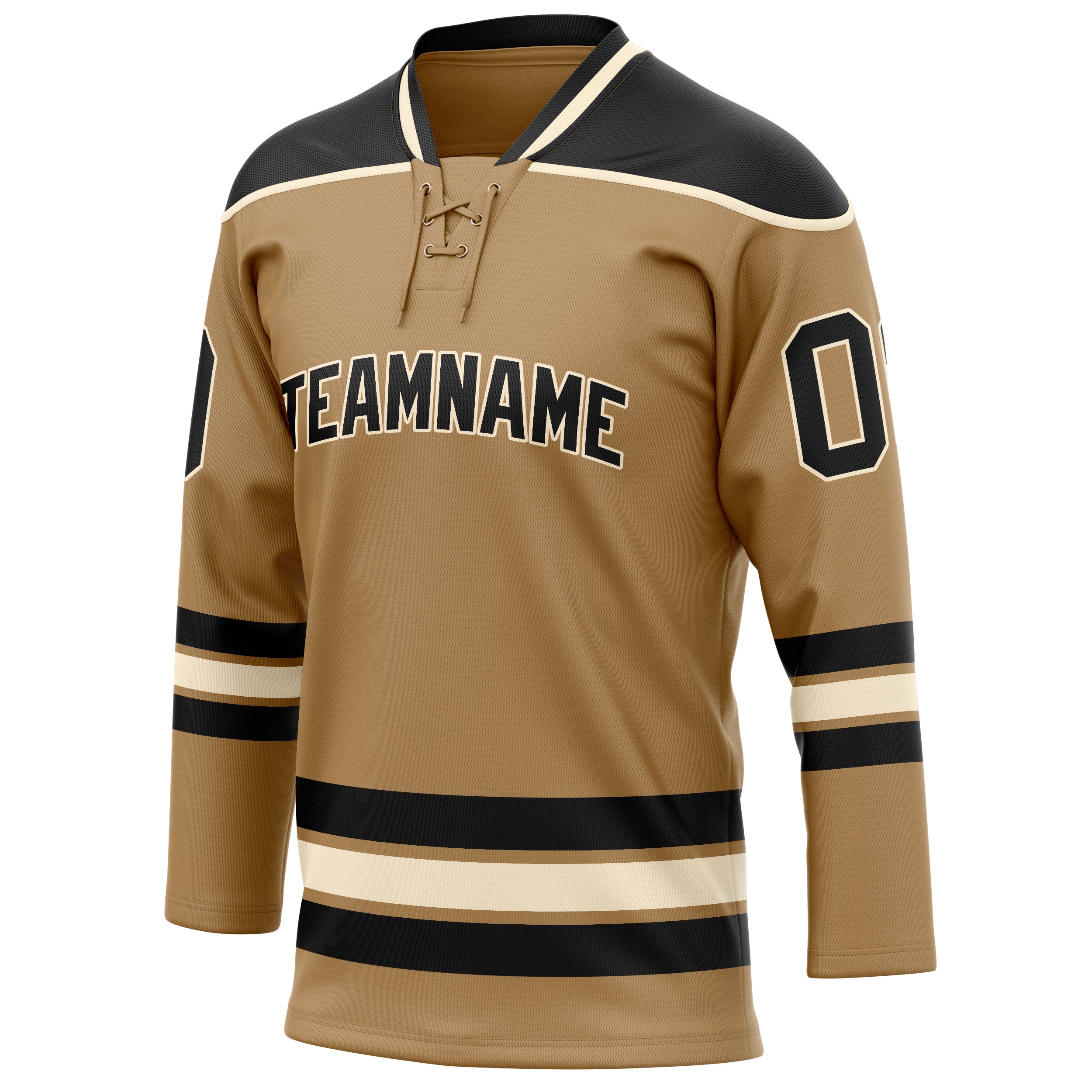 Personalized Old & Gold Black Solid Colour Hockey Jersey