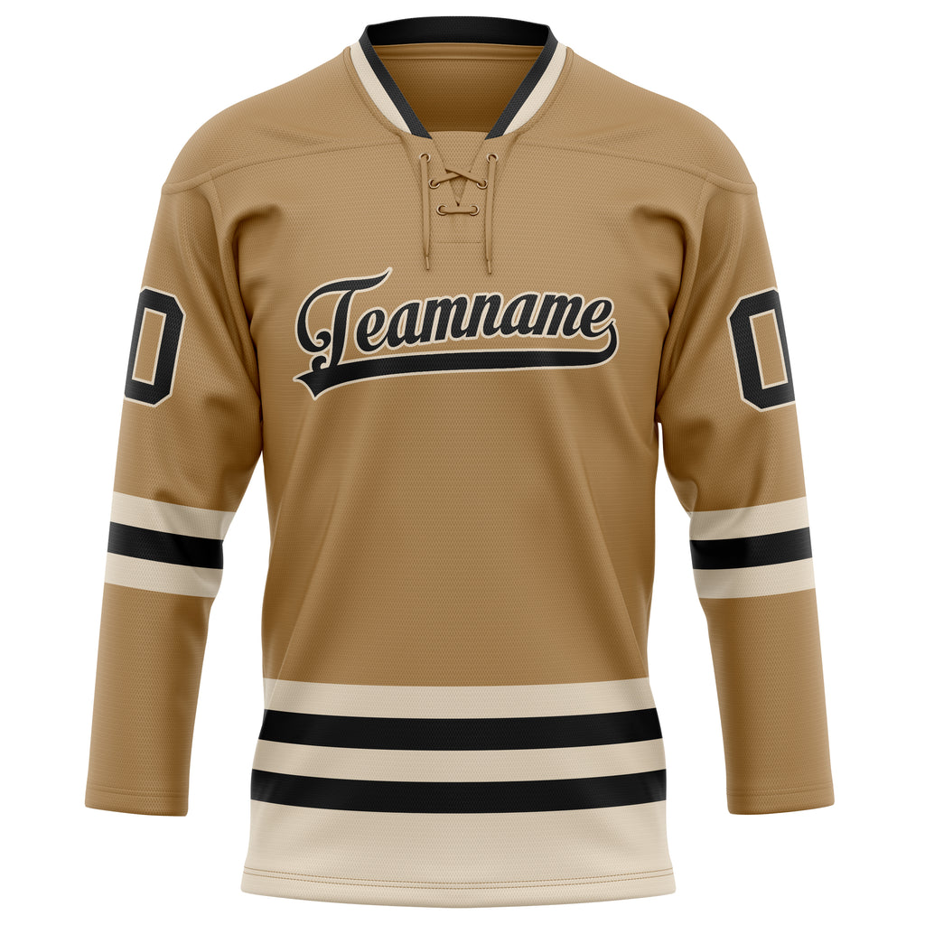 Personalized Old & Gold Cream Solid Colour Hockey Jersey
