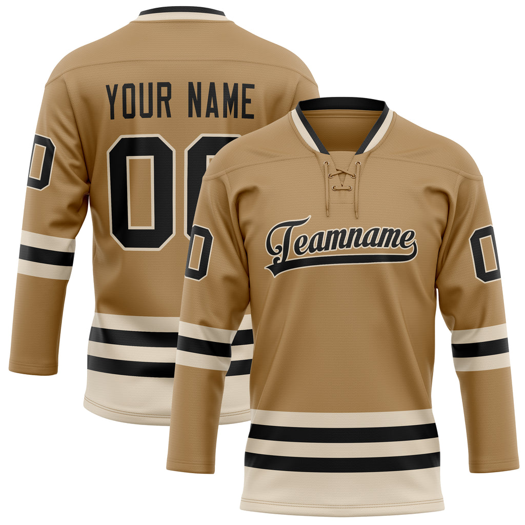 Personalized Old & Gold Cream Solid Colour Hockey Jersey