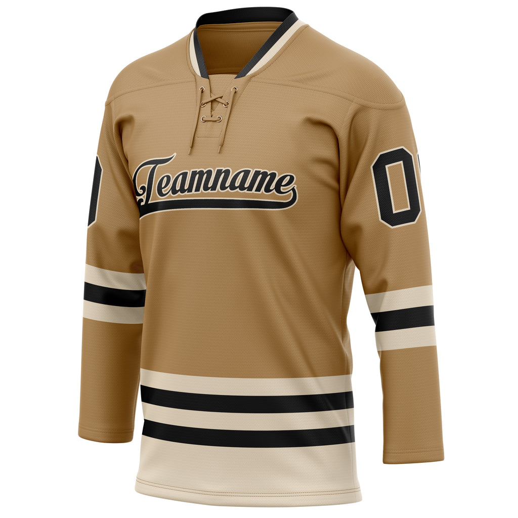 Personalized Old & Gold Cream Solid Colour Hockey Jersey