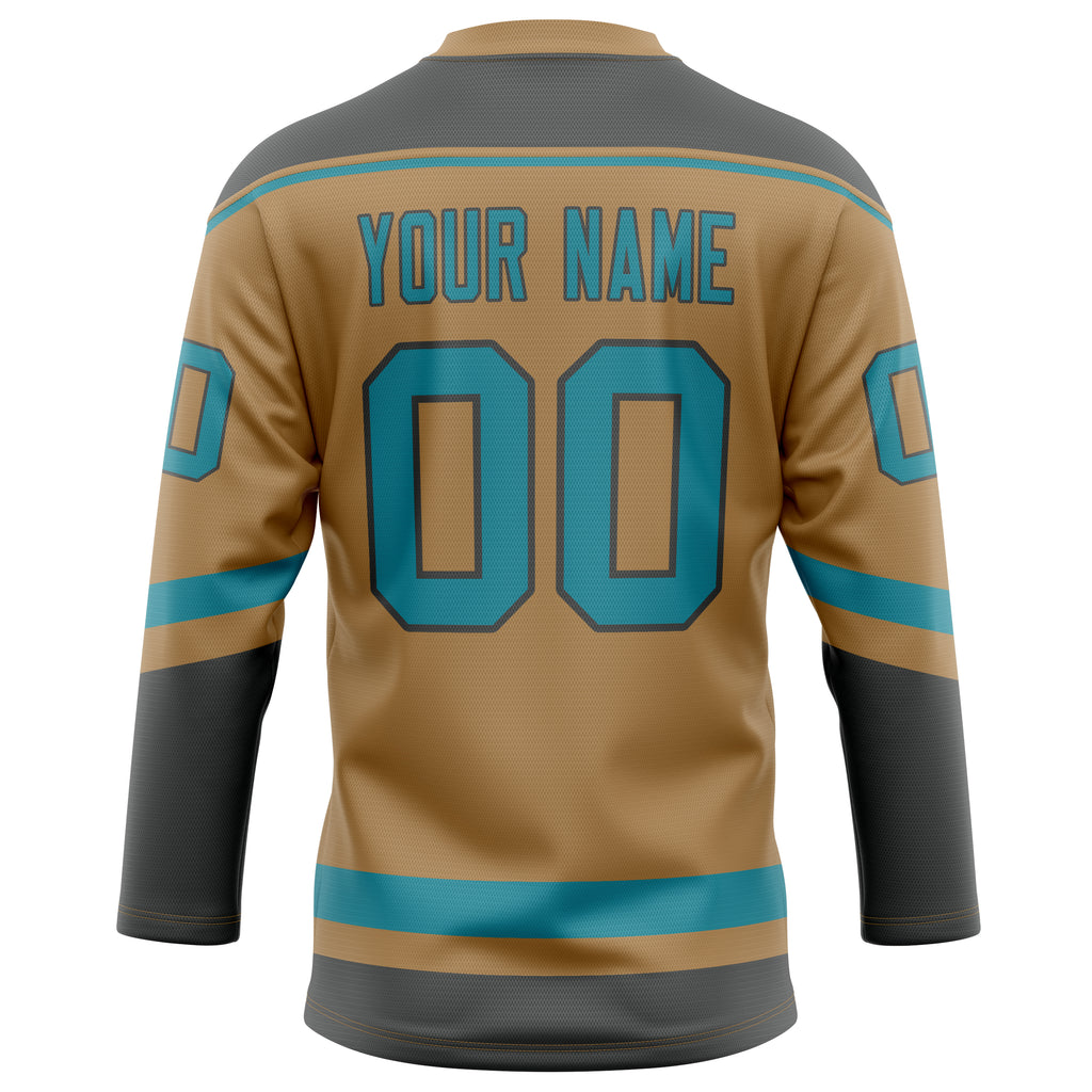 Personalized Old & Gold Teal Solid Colour Hockey Jersey