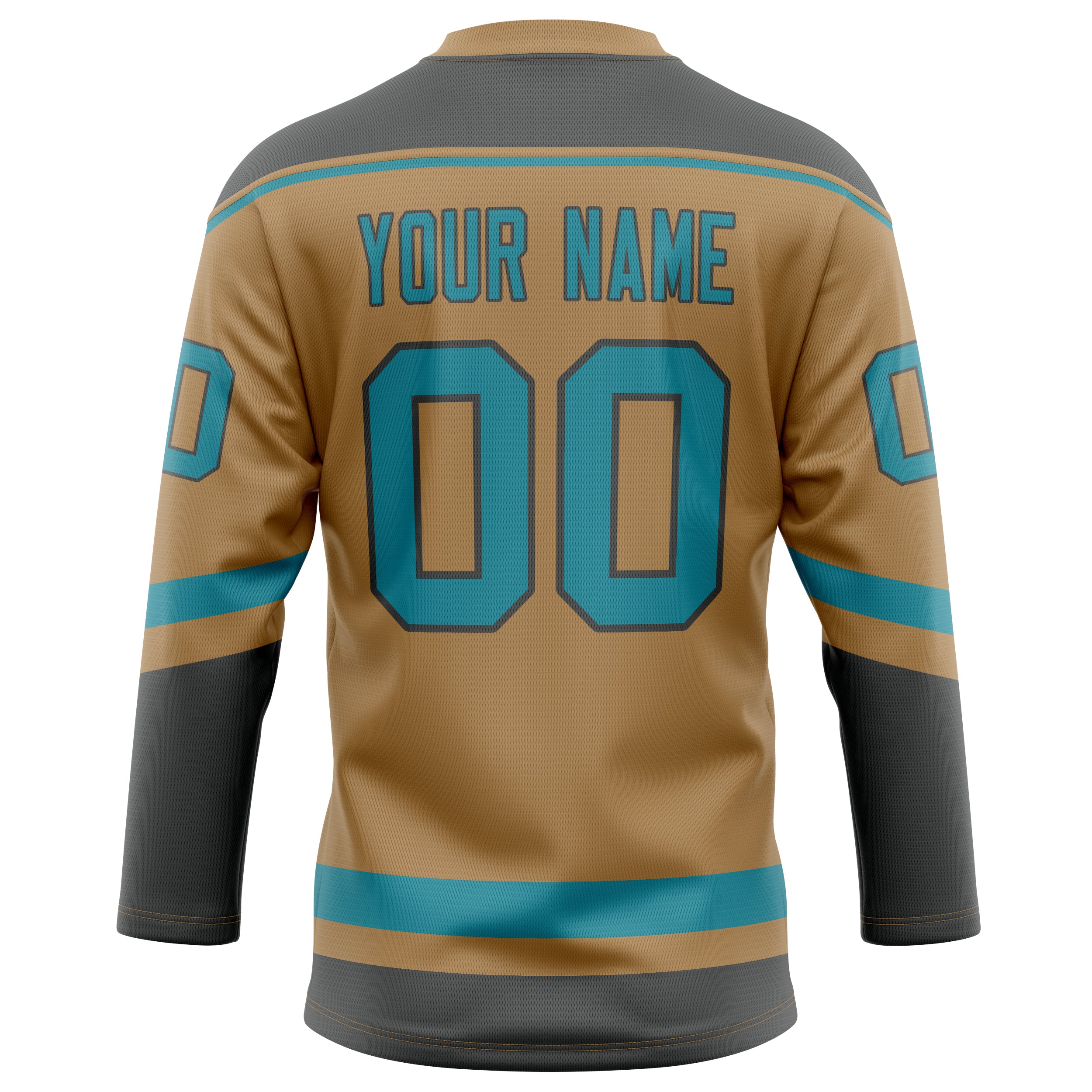 Personalized Old & Gold Teal Solid Colour Hockey Jersey
