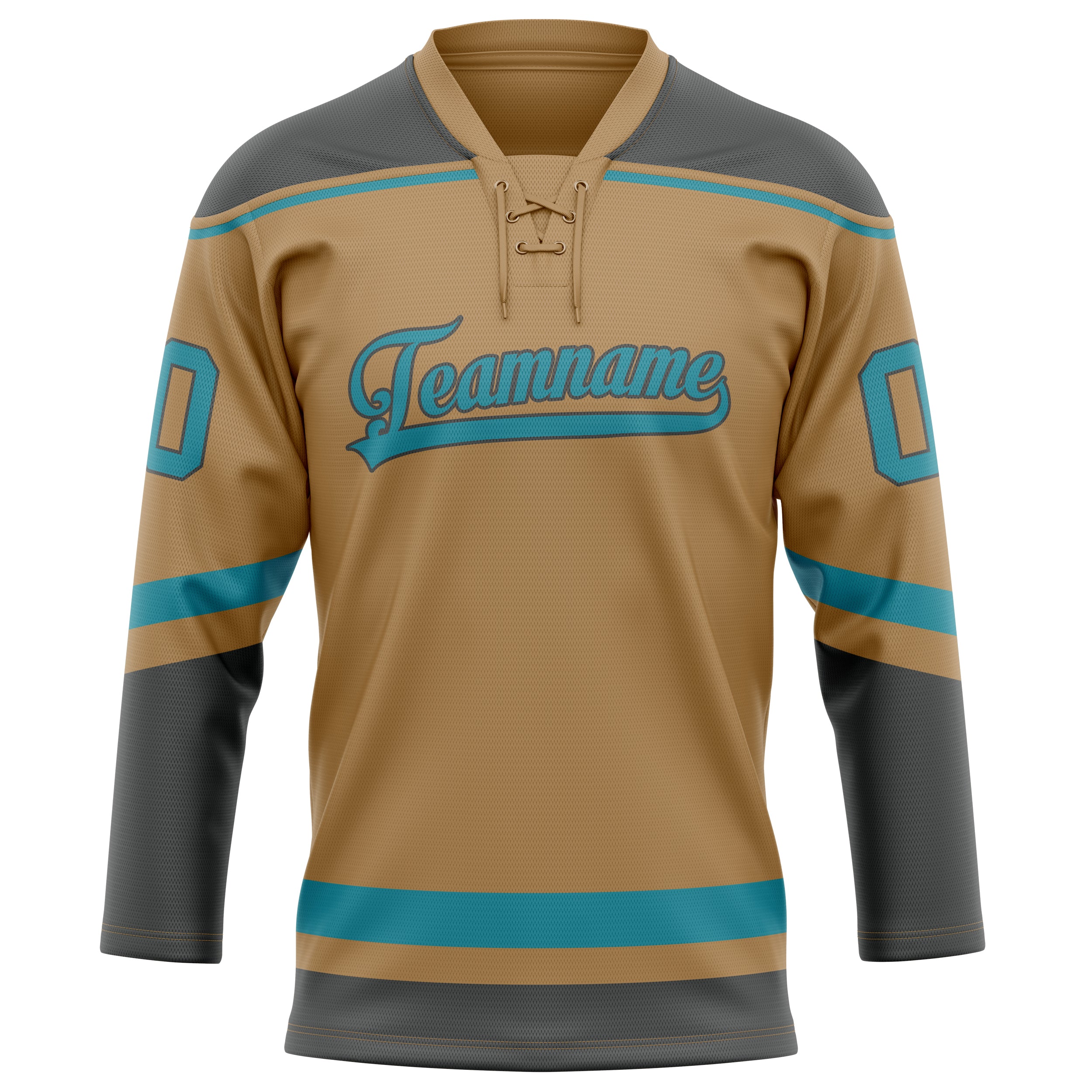 Personalized Old & Gold Teal Solid Colour Hockey Jersey
