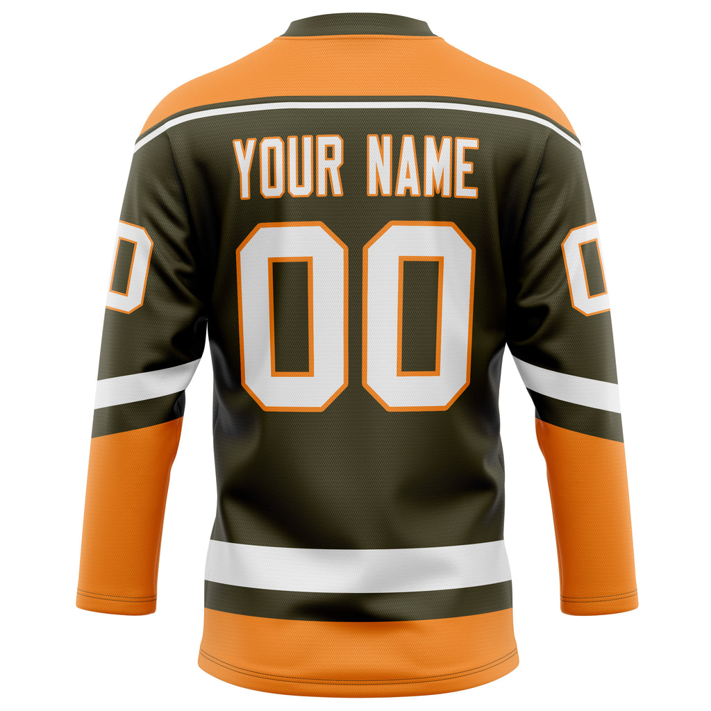 Personalized Olive & Orange Solid Colour Hockey Jersey