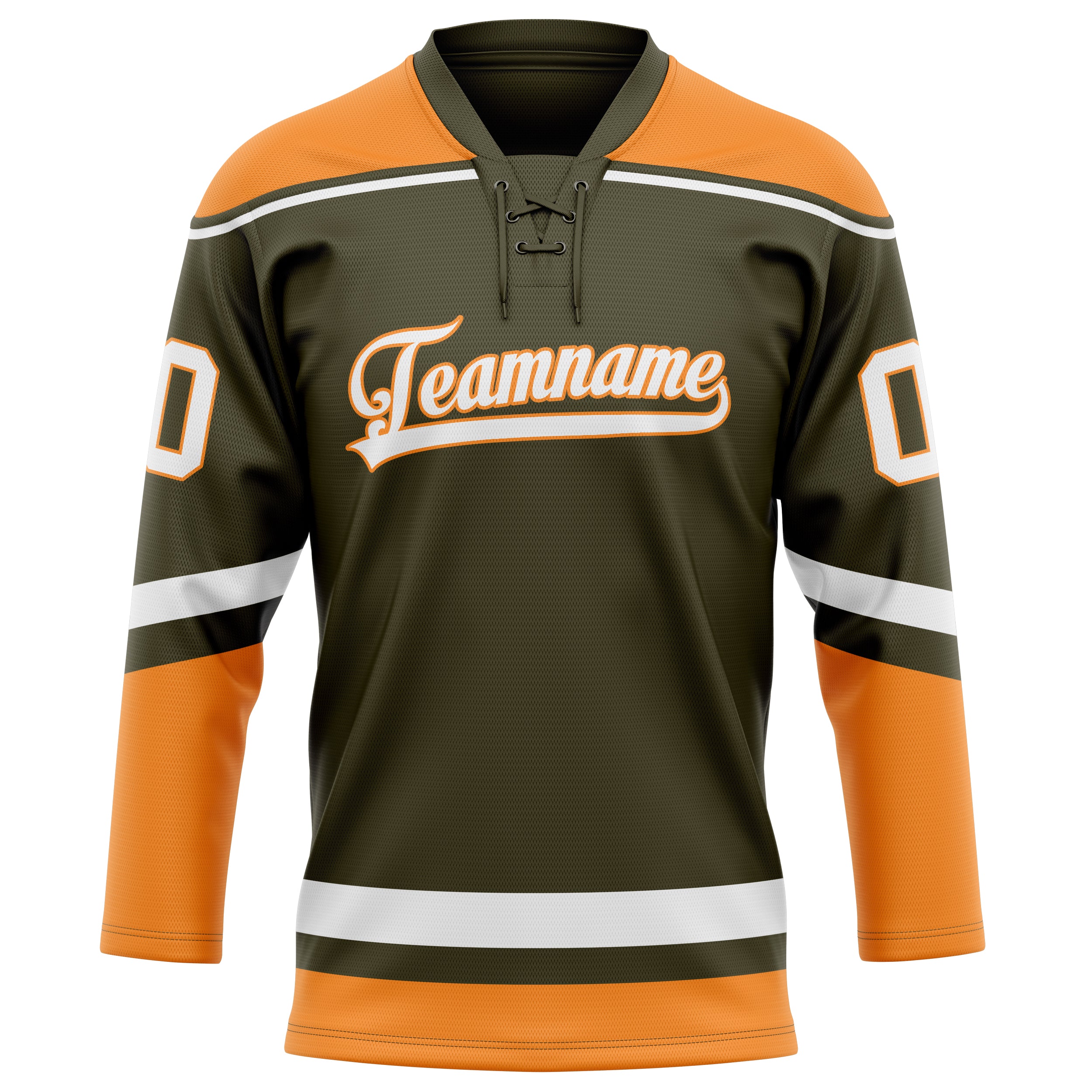Personalized Olive & Orange Solid Colour Hockey Jersey