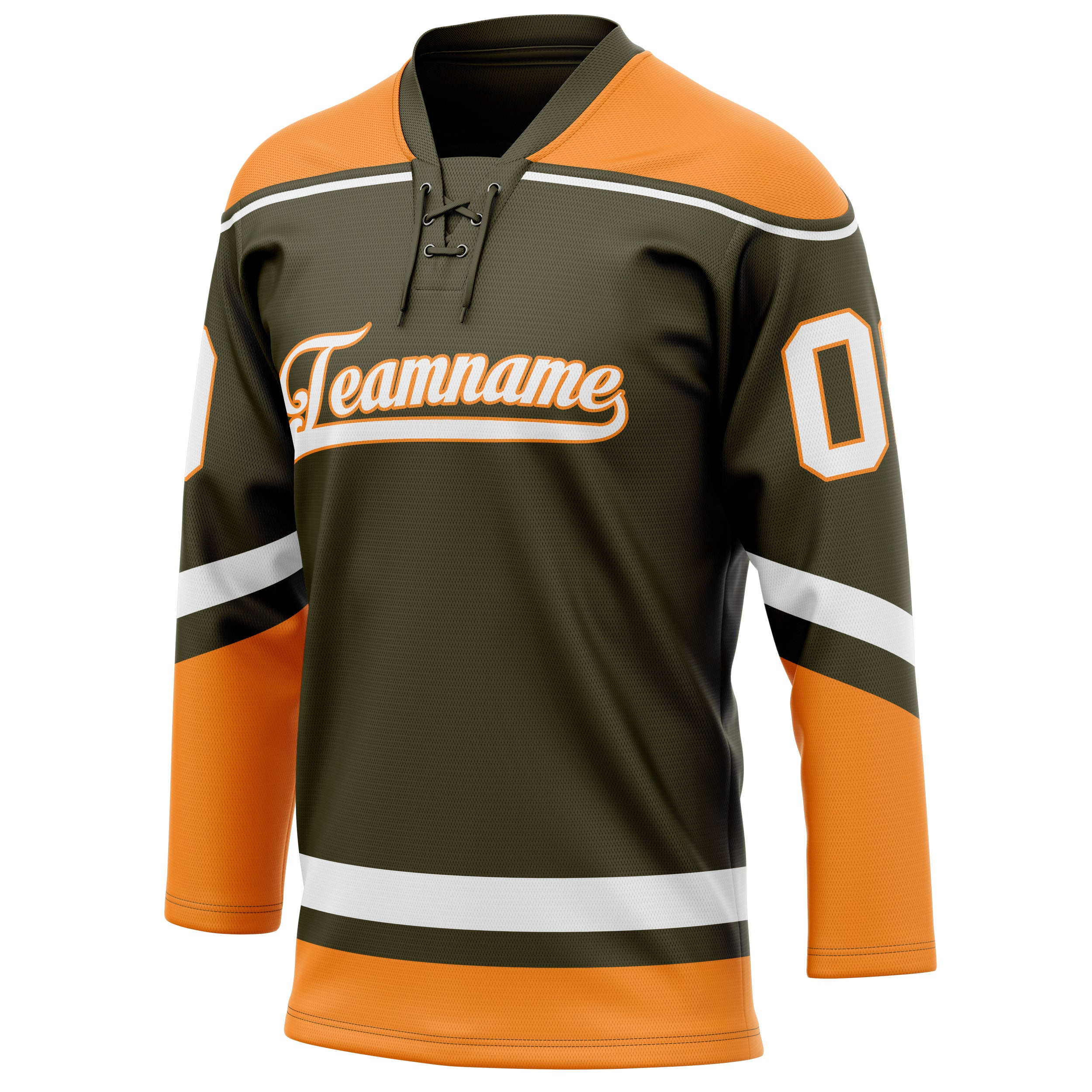 Personalized Olive & Orange Solid Colour Hockey Jersey