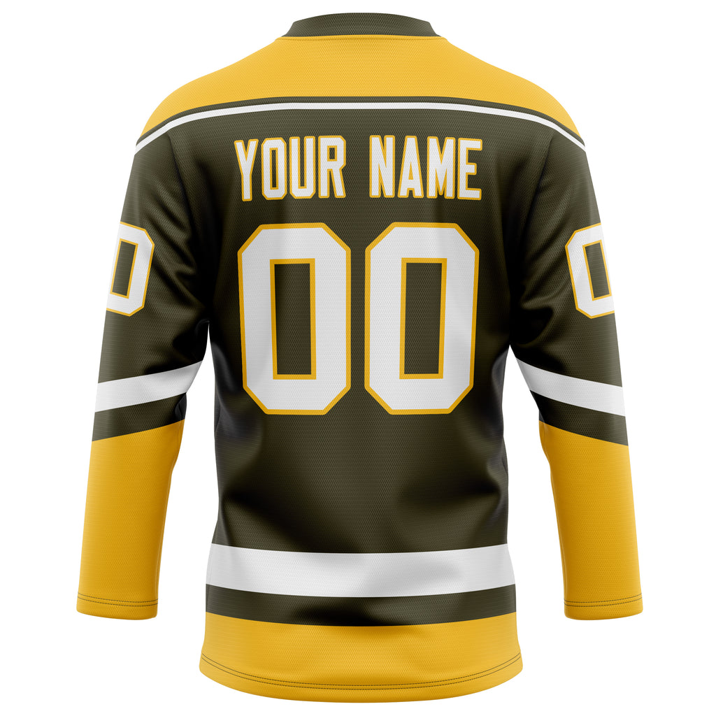 Personalized Olive & Gold Solid Colour Hockey Jersey