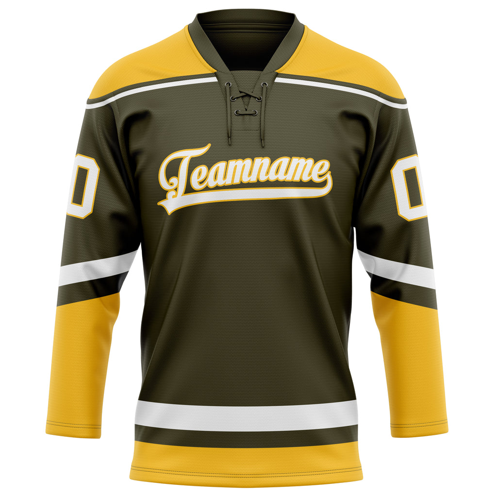 Personalized Olive & Gold Solid Colour Hockey Jersey