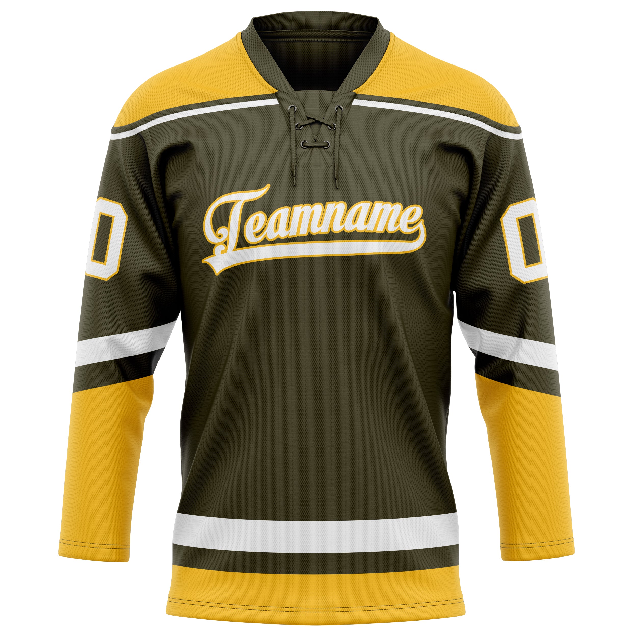 Personalized Olive & Gold Solid Colour Hockey Jersey