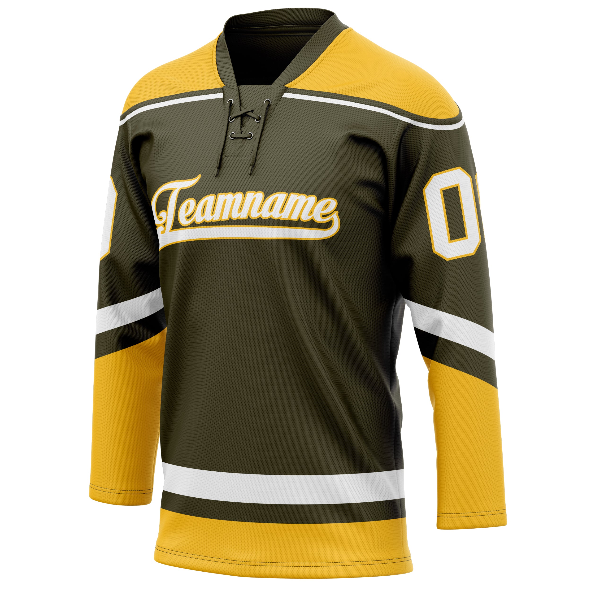 Personalized Olive & Gold Solid Colour Hockey Jersey