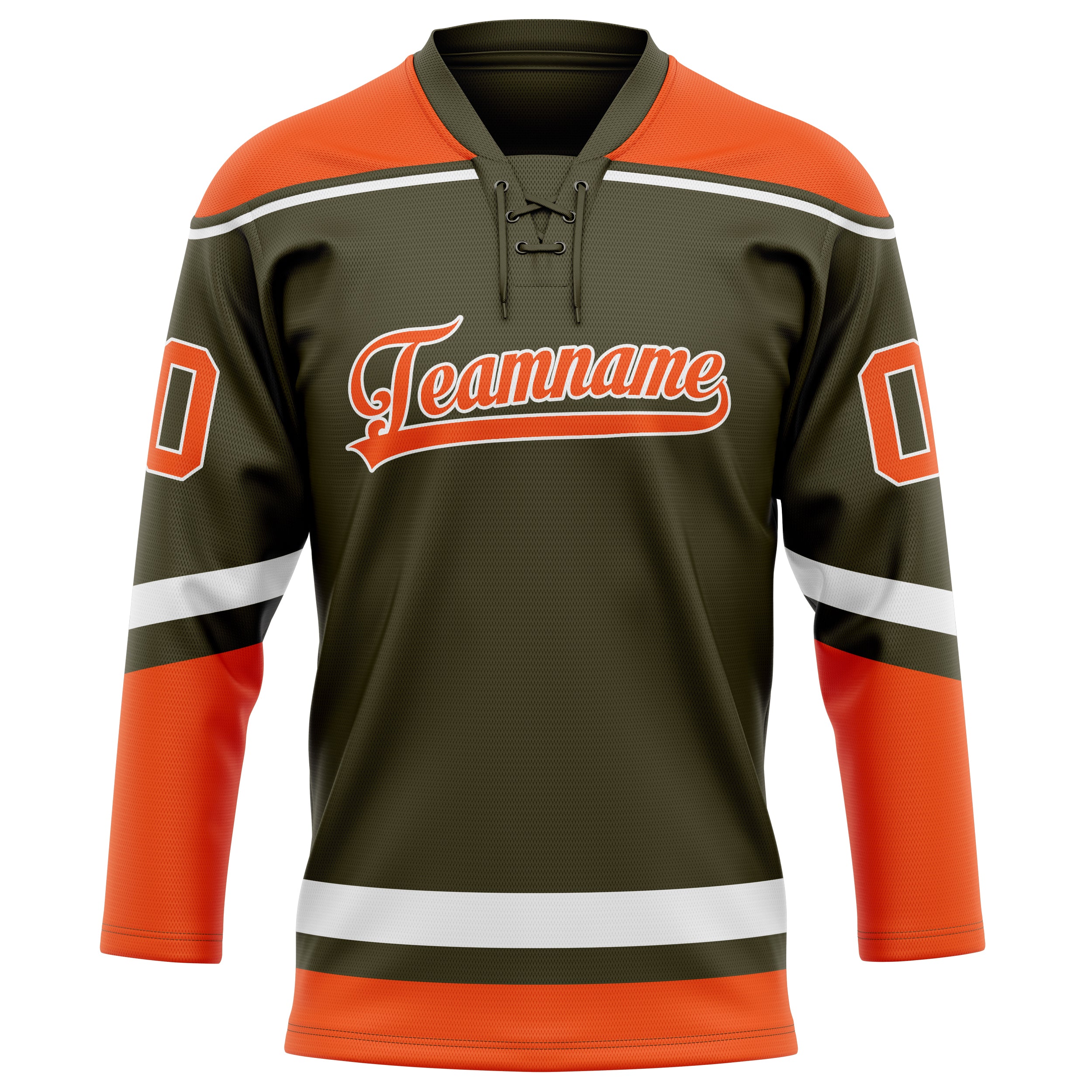 Personalized Olive & Red Solid Colour Hockey Jersey