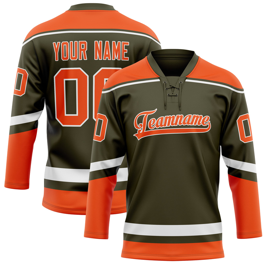 Personalized Olive & Red Solid Colour Hockey Jersey