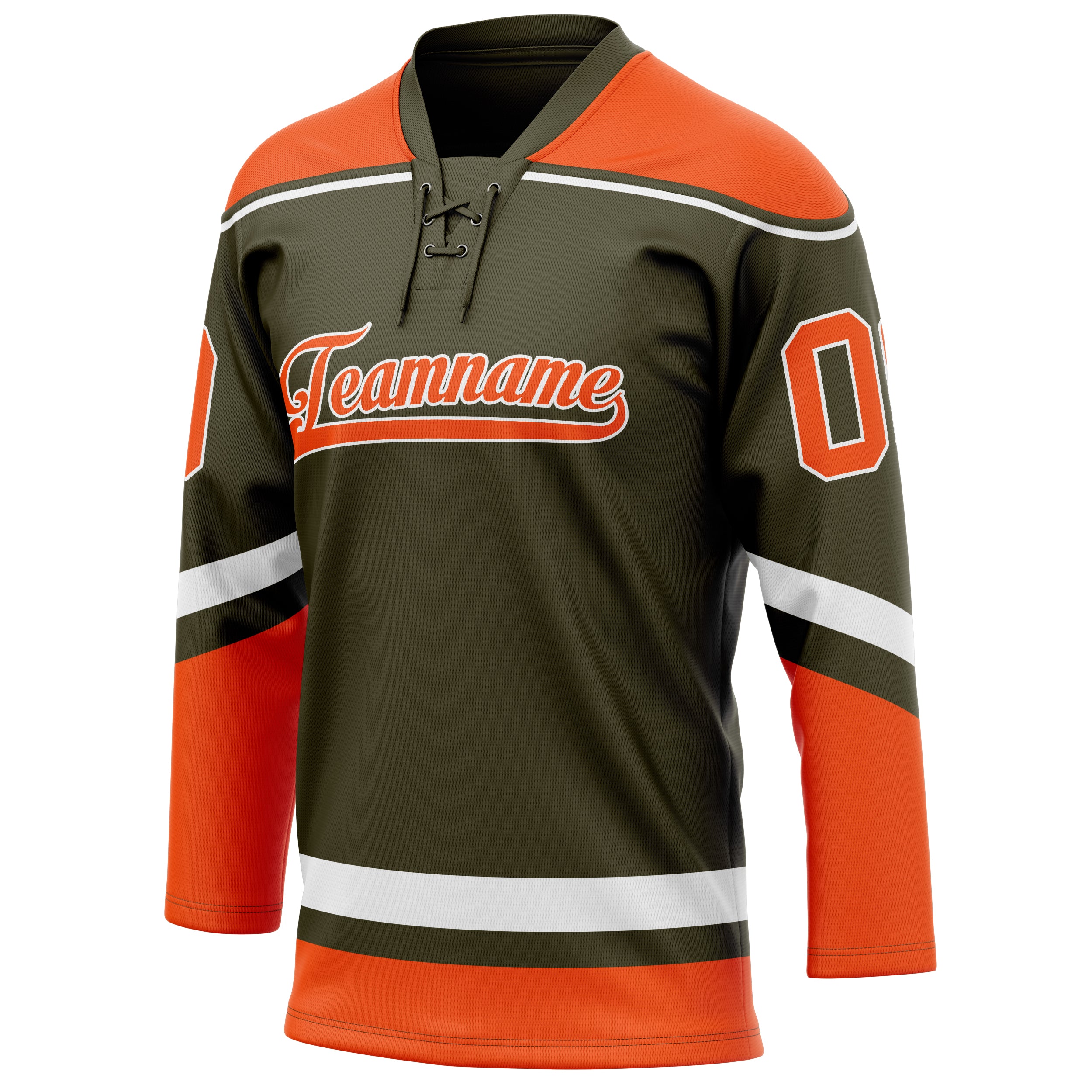Personalized Olive & Red Solid Colour Hockey Jersey