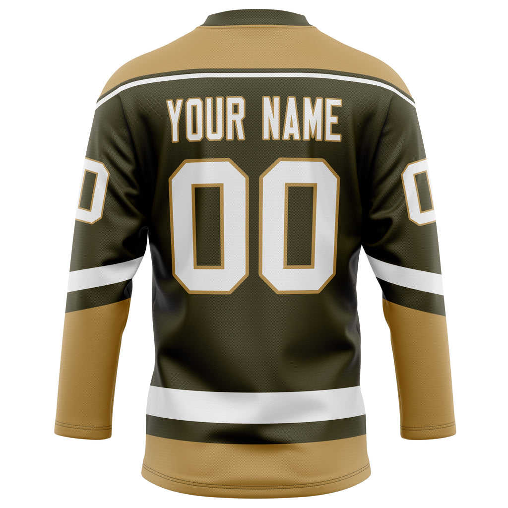 Personalized Olive & Old Gold Solid Colour Hockey Jersey