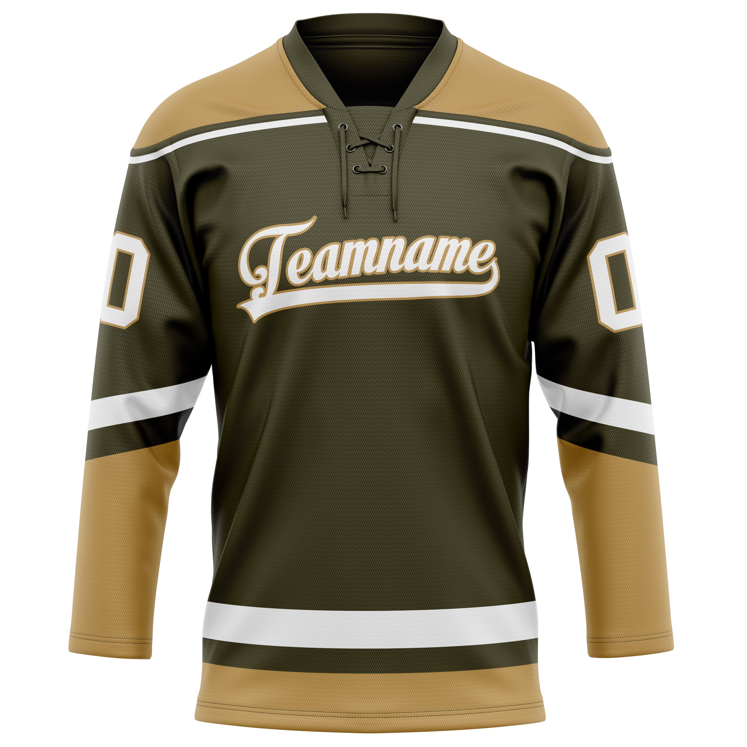 Personalized Olive & Old Gold Solid Colour Hockey Jersey