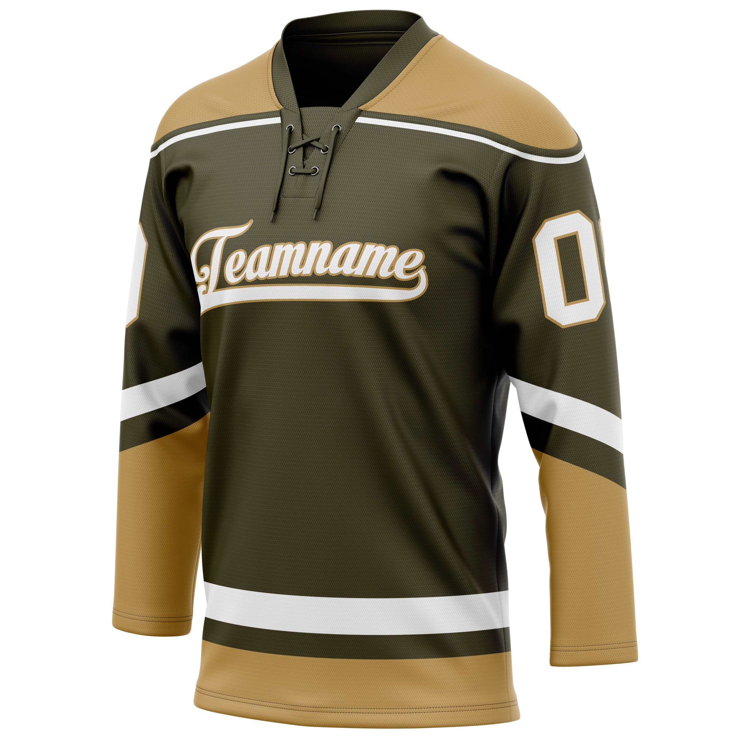 Personalized Olive & Old Gold Solid Colour Hockey Jersey
