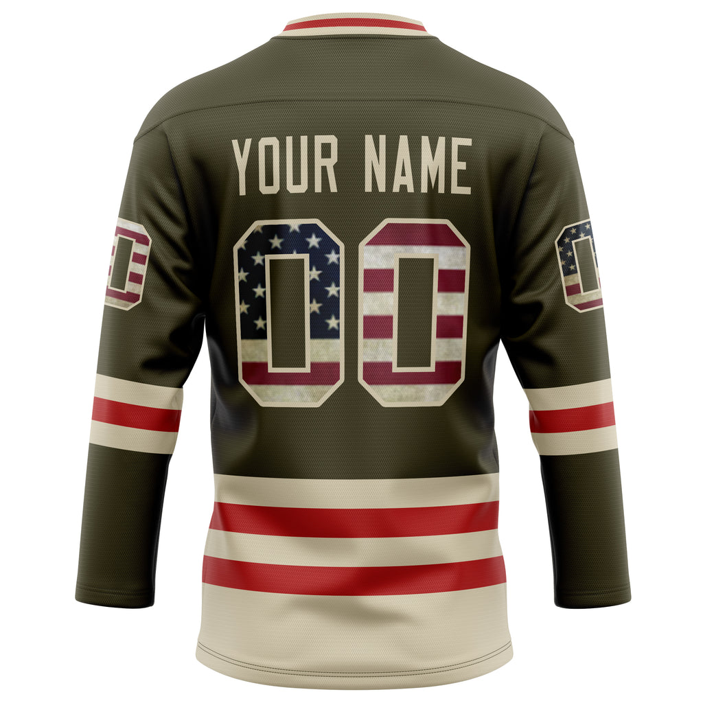 Personalized Olive & Cream Solid Colour Hockey Jersey