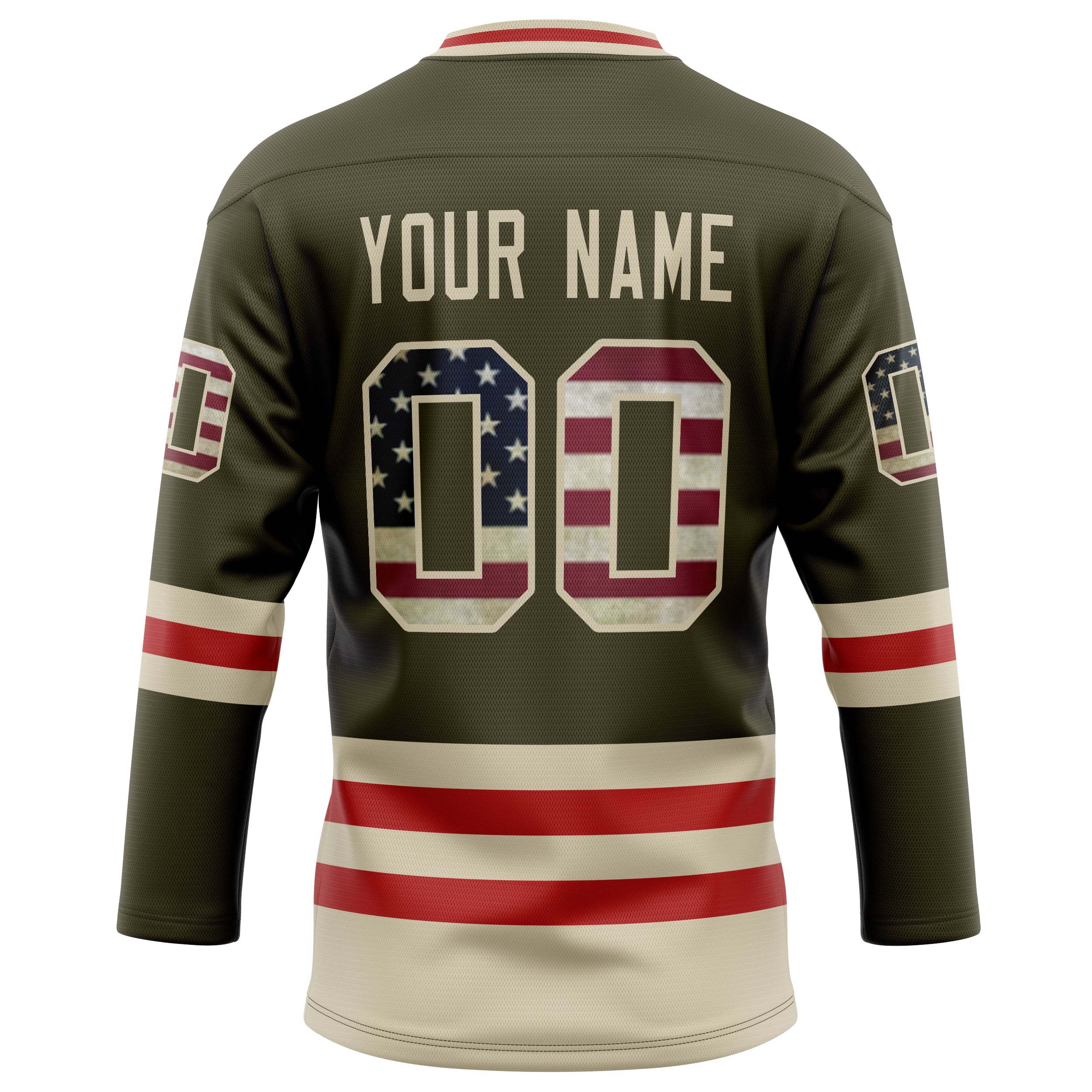 Personalized Olive & Cream Solid Colour Hockey Jersey