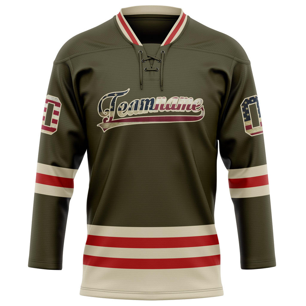 Personalized Olive & Cream Solid Colour Hockey Jersey