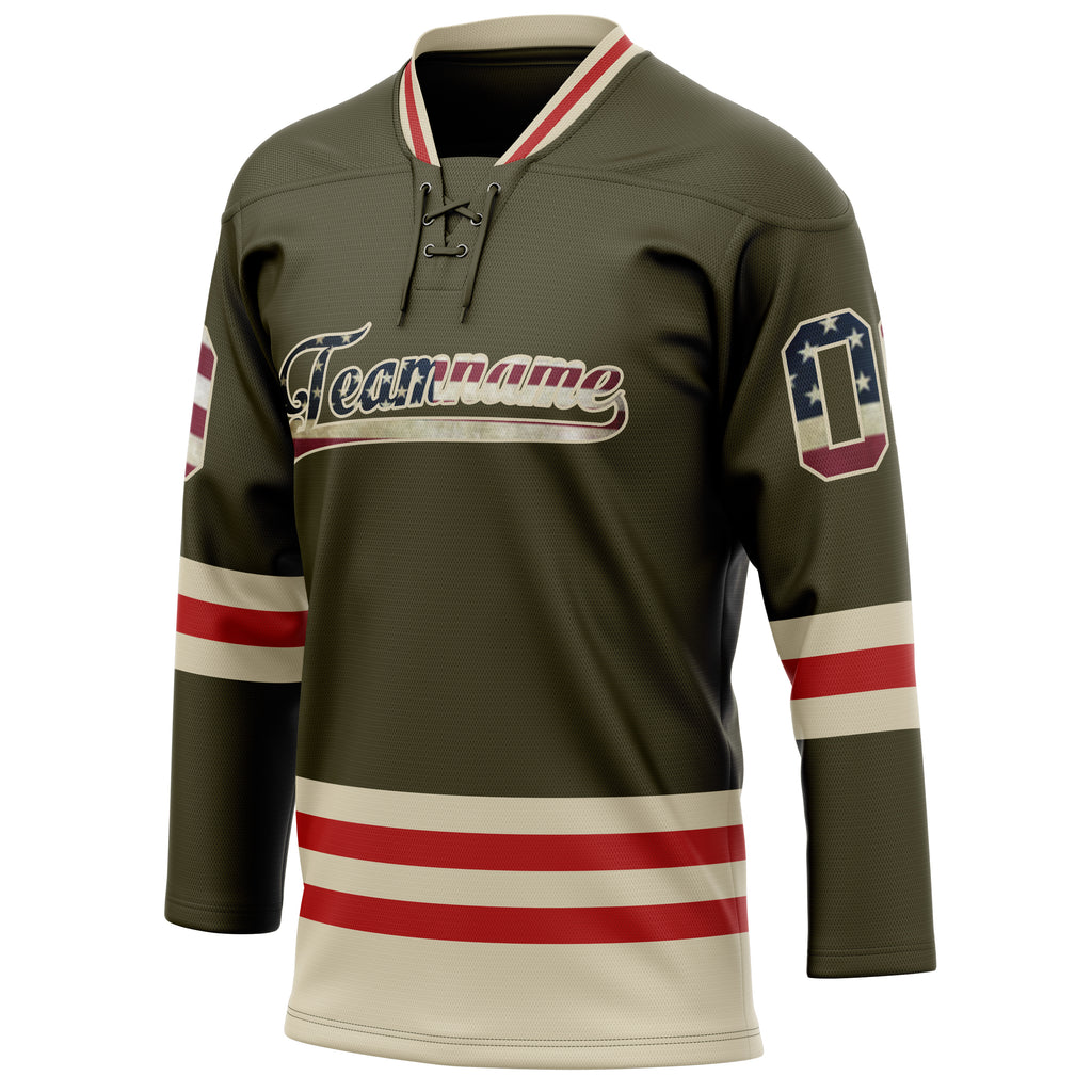 Personalized Olive & Cream Solid Colour Hockey Jersey