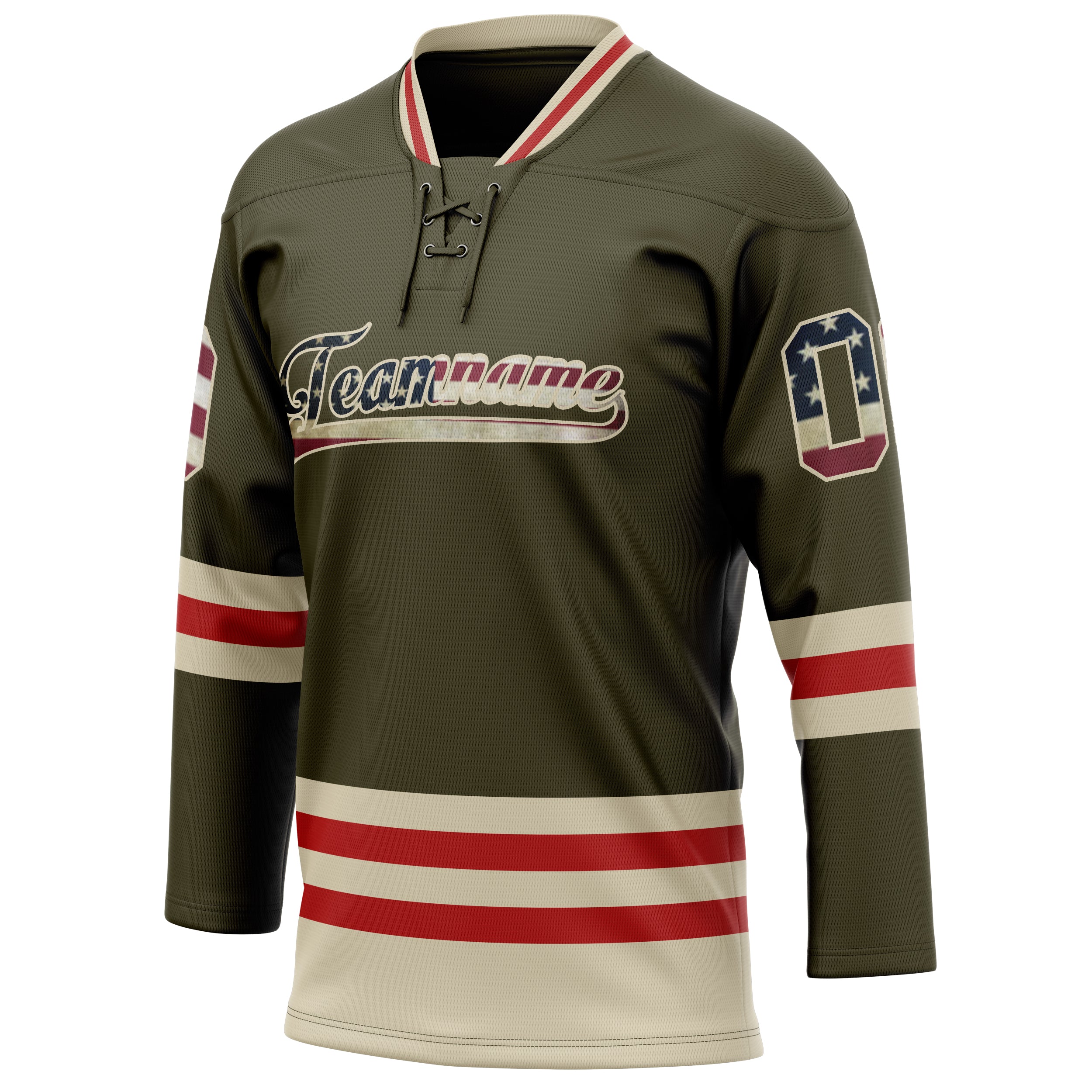 Personalized Olive & Cream Solid Colour Hockey Jersey