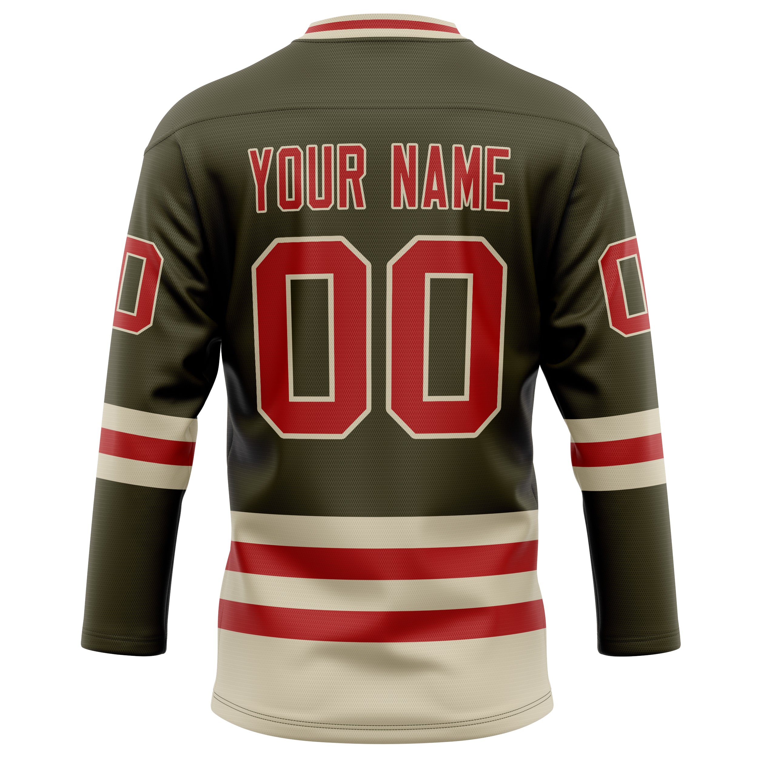 Personalized Olive & Red Solid Colour Hockey Jersey