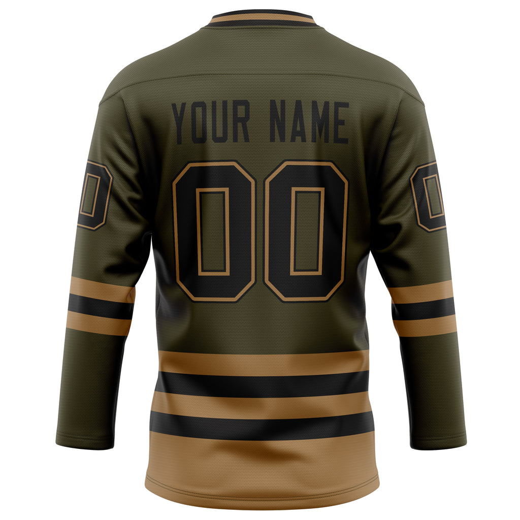 Personalized Olive & Black Solid Colour Hockey Jersey