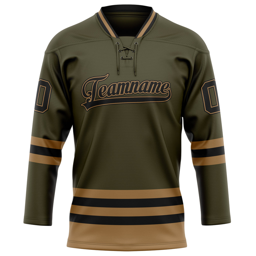 Personalized Olive & Black Solid Colour Hockey Jersey