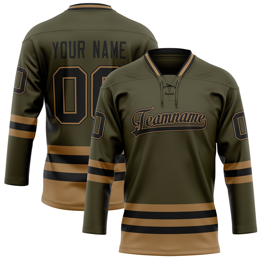 Personalized Olive & Black Solid Colour Hockey Jersey