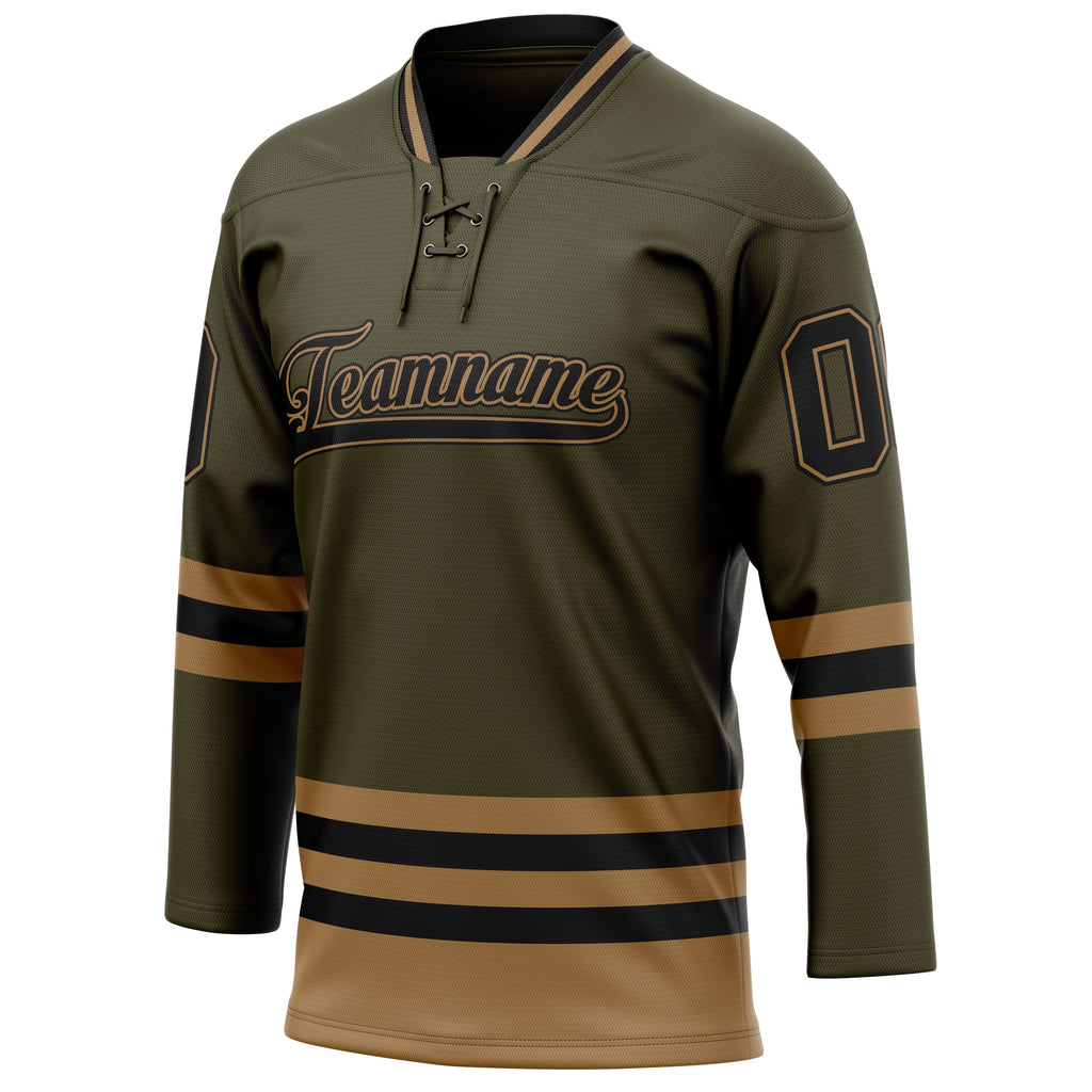 Personalized Olive & Black Solid Colour Hockey Jersey