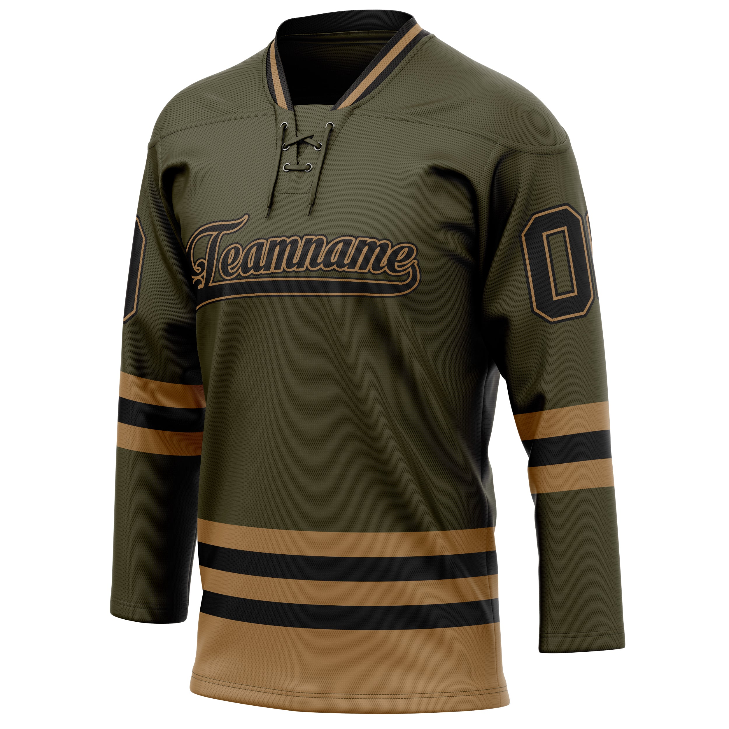 Personalized Olive & Black Solid Colour Hockey Jersey
