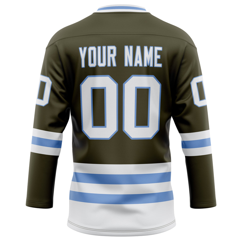 Personalized Olive & Light Blue Solid Colour Hockey Jersey
