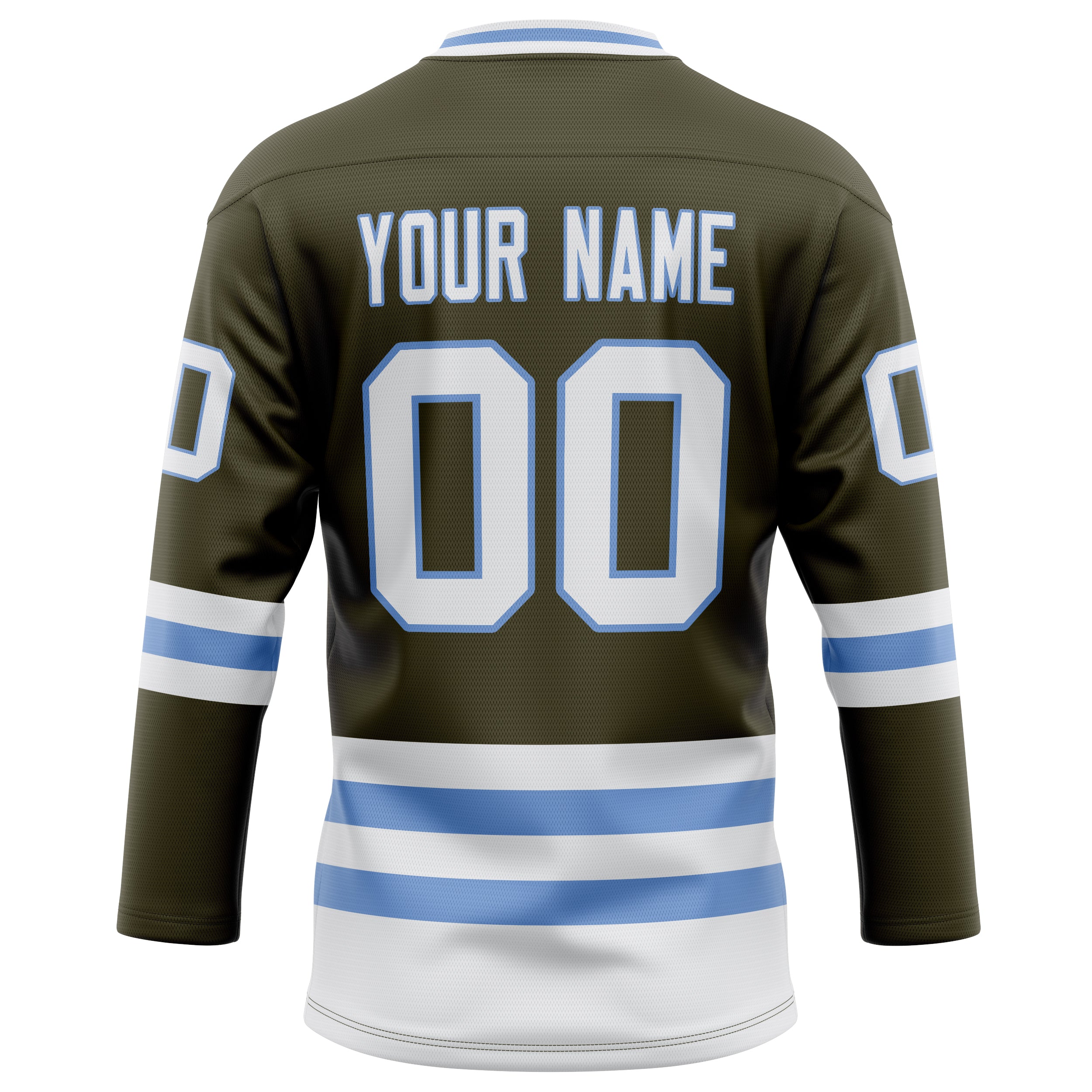 Personalized Olive & Light Blue Solid Colour Hockey Jersey
