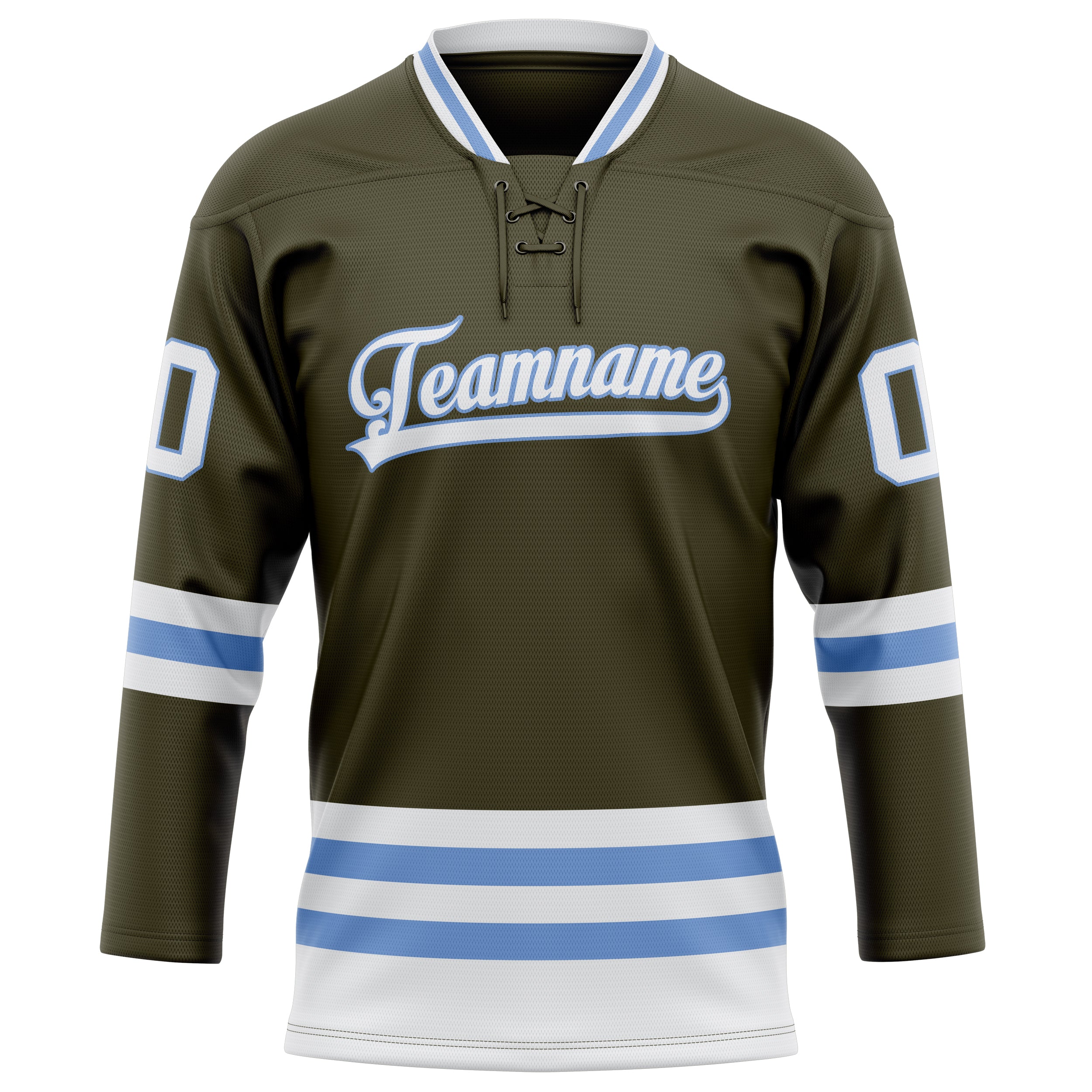 Personalized Olive & Light Blue Solid Colour Hockey Jersey