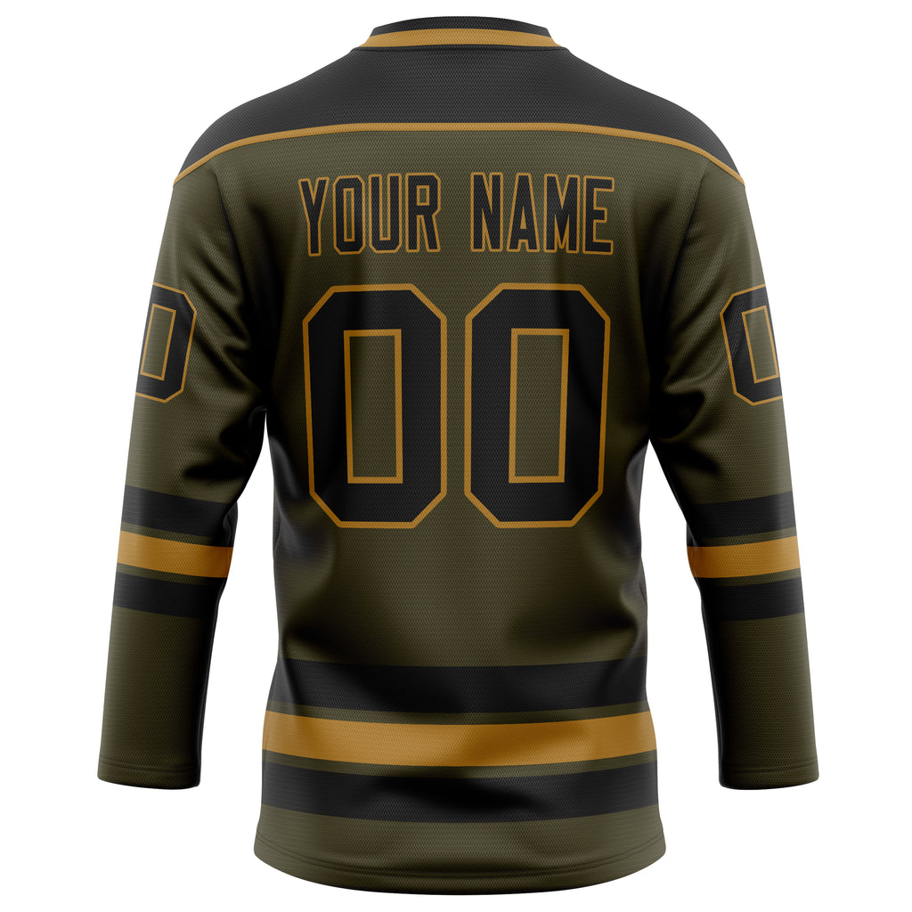 Personalized Olive & Black Solid Colour Hockey Jersey
