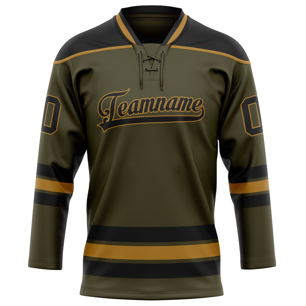 Personalized Olive & Black Solid Colour Hockey Jersey