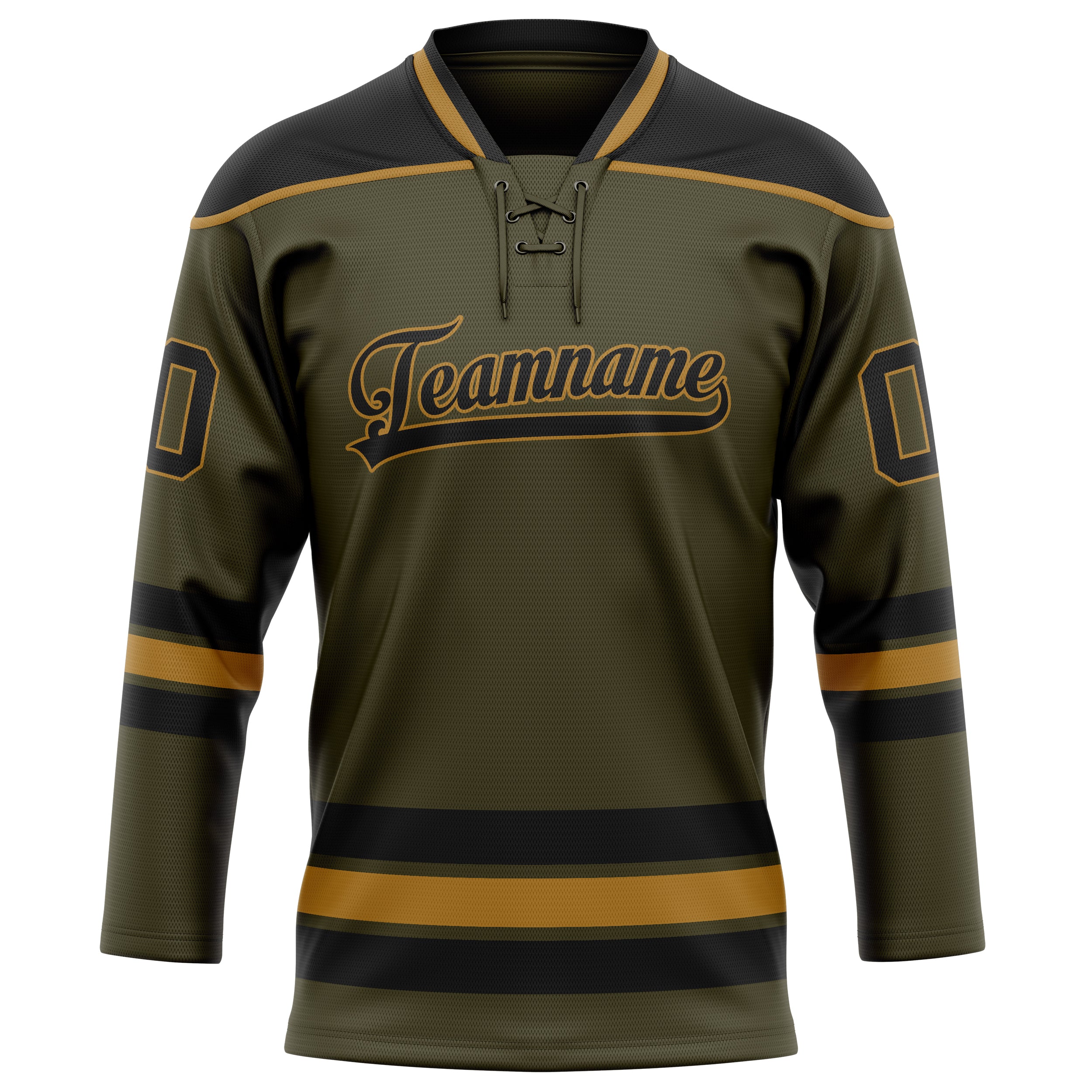 Personalized Olive & Black Solid Colour Hockey Jersey