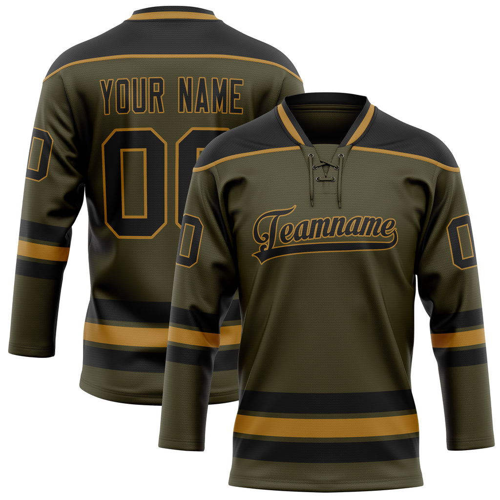 Personalized Olive & Black Solid Colour Hockey Jersey
