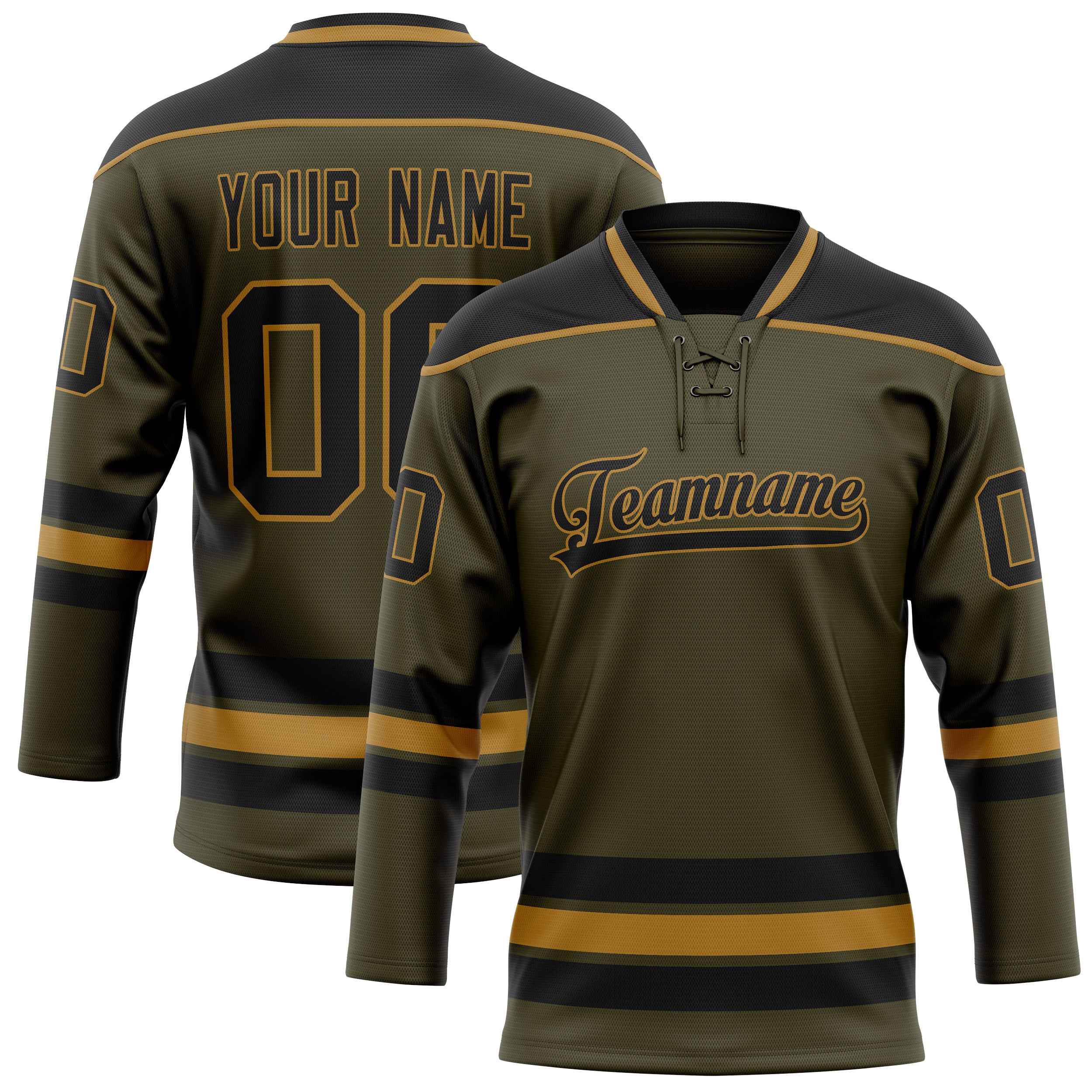 Personalized Olive & Black Solid Colour Hockey Jersey