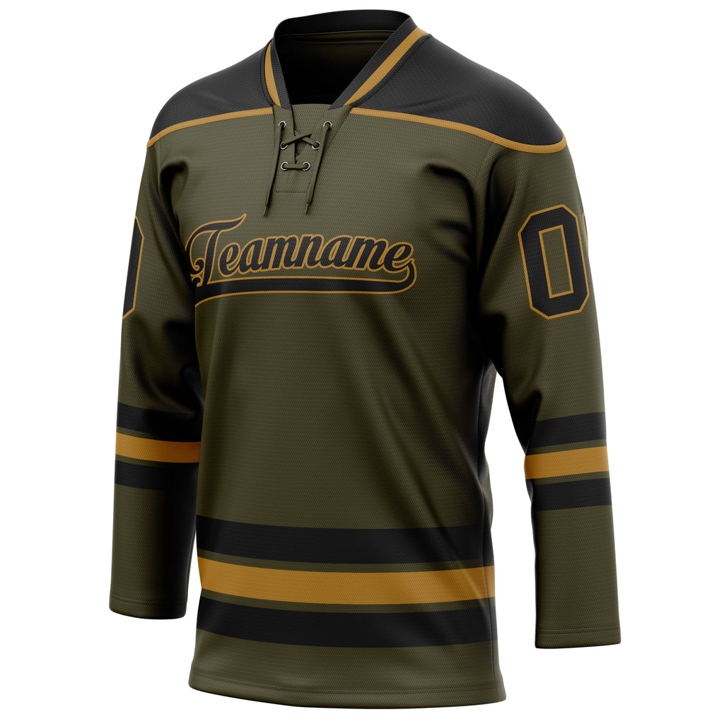 Personalized Olive & Black Solid Colour Hockey Jersey