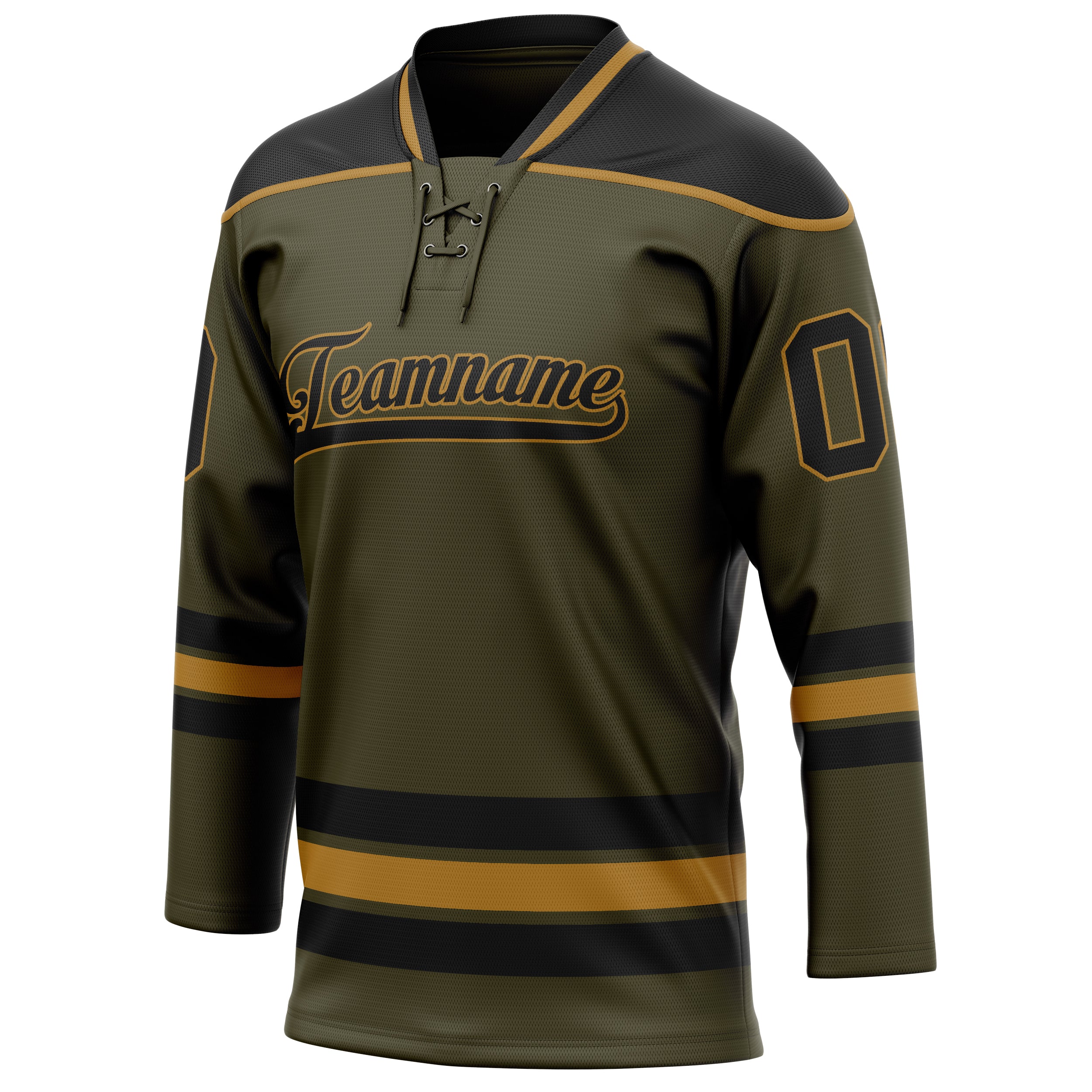 Personalized Olive & Black Solid Colour Hockey Jersey