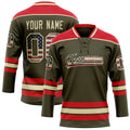 Personalized Olive & Red Solid Colour Hockey Jersey