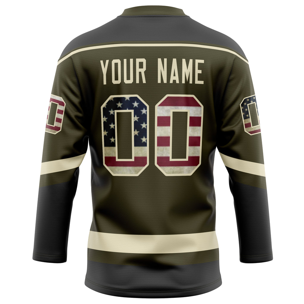 Personalized Olive & Cream Solid Colour Hockey Jersey
