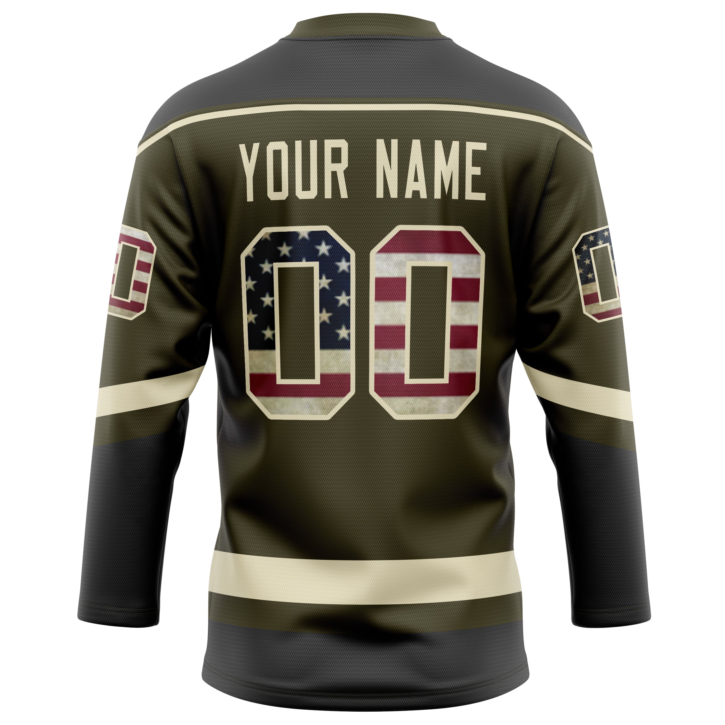 Personalized Olive & Cream Solid Colour Hockey Jersey