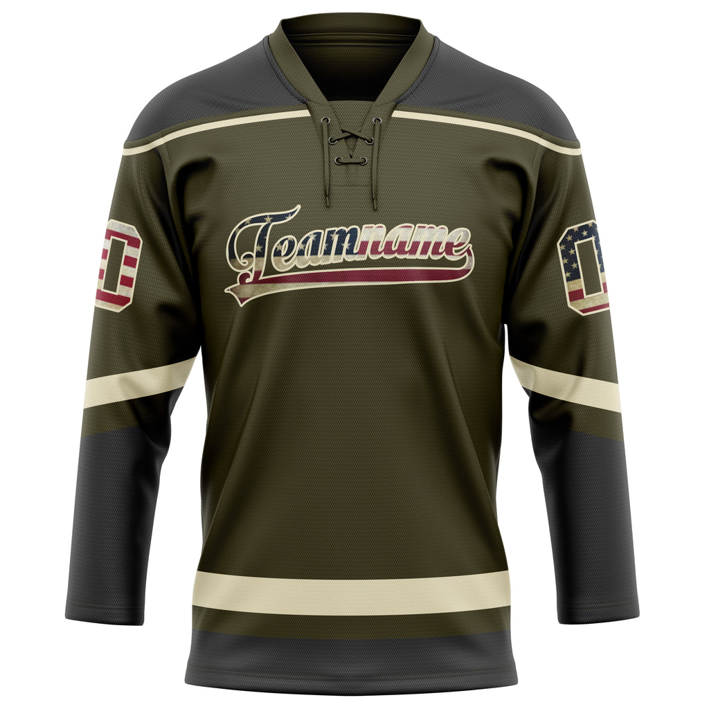 Personalized Olive & Cream Solid Colour Hockey Jersey