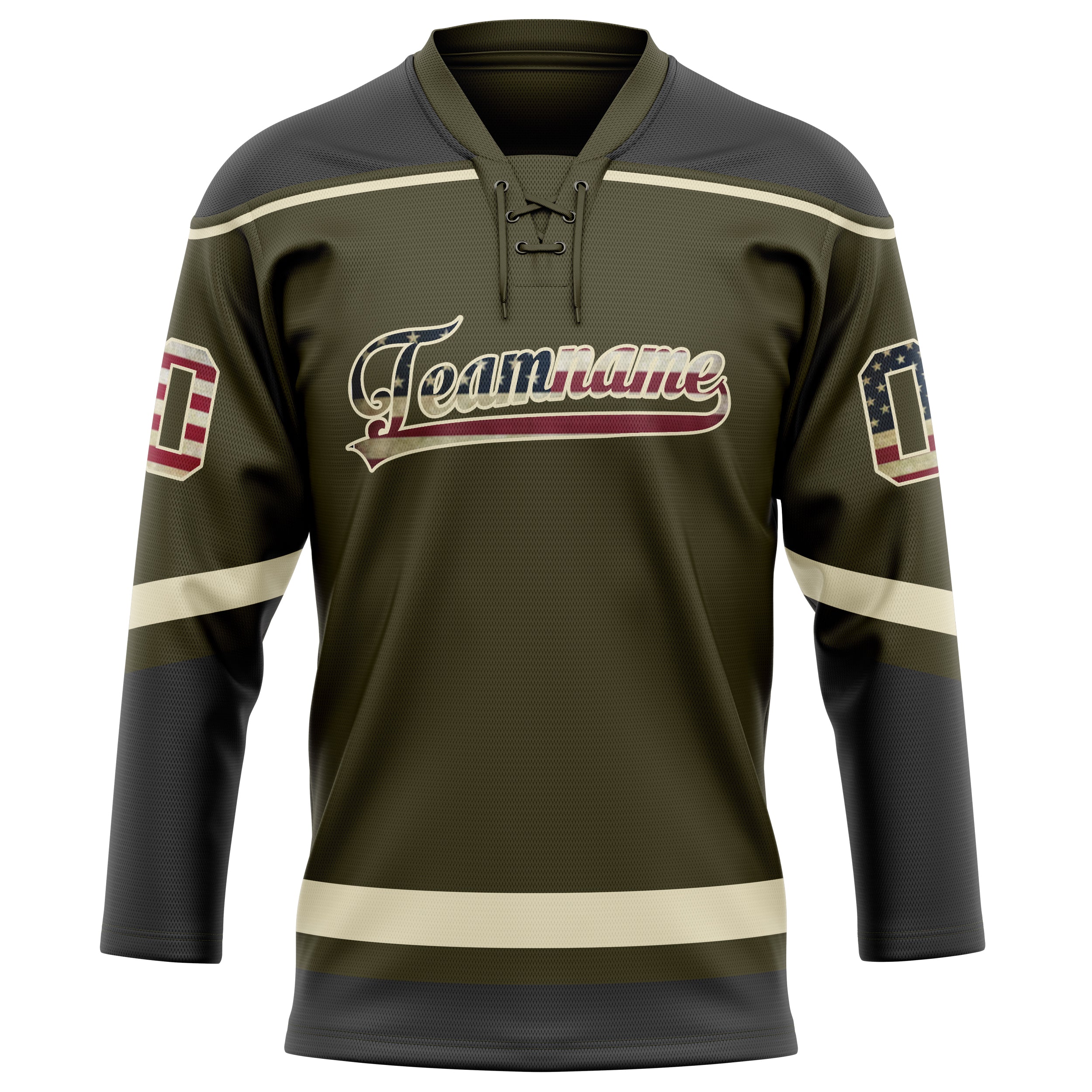 Personalized Olive & Cream Solid Colour Hockey Jersey